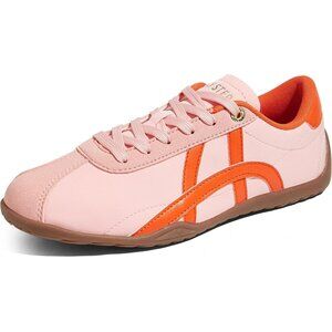 Women's Pink Orange Walking Shoes Thin Sole Trendy Stylish Trainer Lightweight